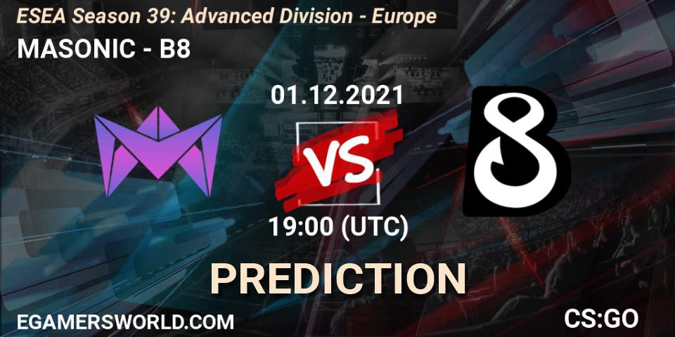MASONIC - B8: прогноз. 01.12.21, CS2 (CS:GO), ESEA Season 39: Advanced Division - Europe