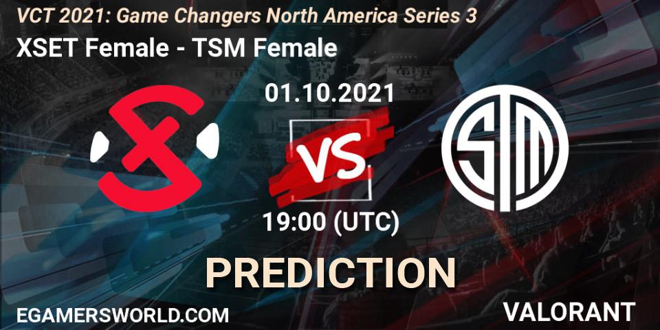 XSET Female - TSM Female: прогноз. 01.10.2021 at 19:00, VALORANT, VCT 2021: Game Changers North America Series 3