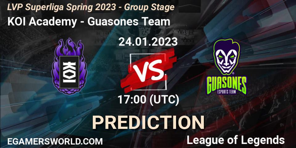 KOI Academy - Guasones Team: прогноз. 24.01.2023 at 18:00, LoL, LVP Superliga Spring 2023 - Group Stage