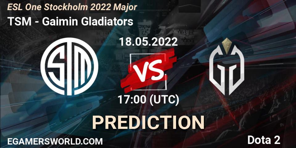 TSM - Gaimin Gladiators: прогноз. 18.05.2022 at 17:19, Dota 2, ESL One Stockholm 2022 Major