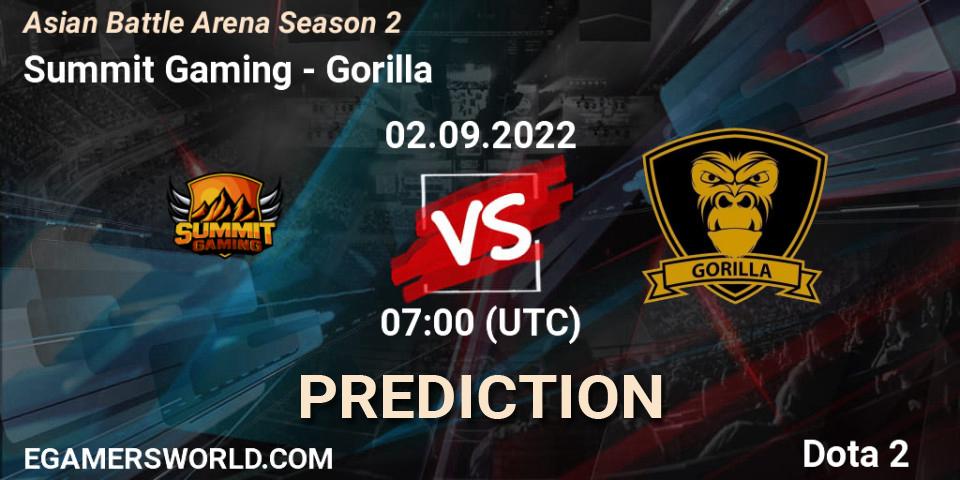 Summit Gaming - Gorilla: прогноз. 03.09.2022 at 07:14, Dota 2, Asian Battle Arena Season 2