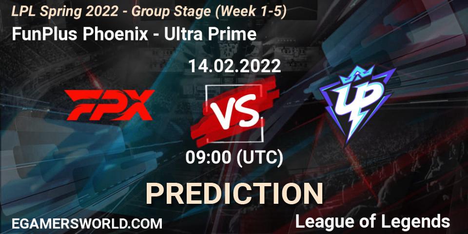 FunPlus Phoenix - Ultra Prime: прогноз. 14.02.2022 at 09:00, LoL, LPL Spring 2022 - Group Stage (Week 1-5)