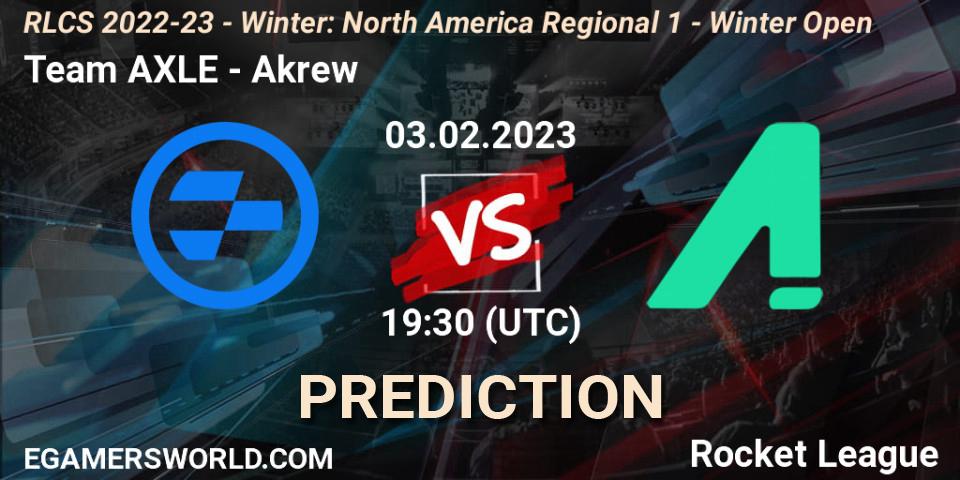 Team AXLE - Akrew: прогноз. 03.02.2023 at 19:30, Rocket League, RLCS 2022-23 - Winter: North America Regional 1 - Winter Open