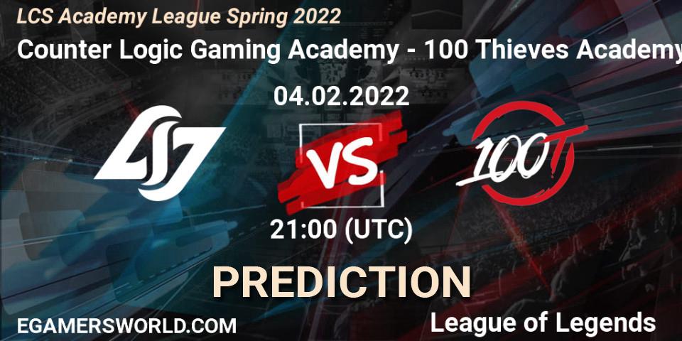 Counter Logic Gaming Academy - 100 Thieves Academy: прогноз. 04.02.2022 at 21:00, LoL, LCS Academy League Spring 2022