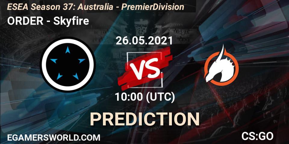 ORDER - Skyfire: прогноз. 08.06.21, CS2 (CS:GO), ESEA Season 37: Australia - Premier Division