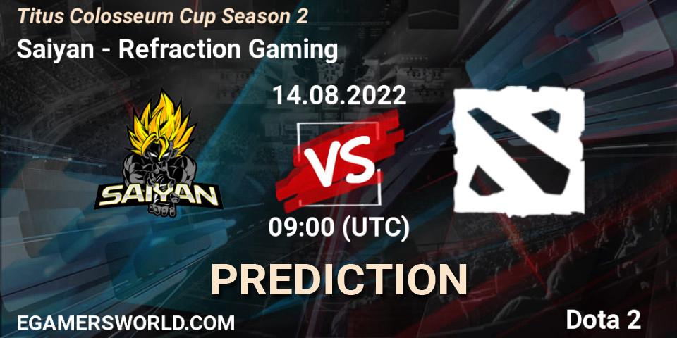 Saiyan - Refraction Gaming: прогноз. 10.08.2022 at 03:23, Dota 2, Titus Colosseum Cup Season 2