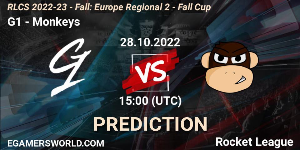 G1 - Monkeys: прогноз. 28.10.22, Rocket League, RLCS 2022-23 - Fall: Europe Regional 2 - Fall Cup