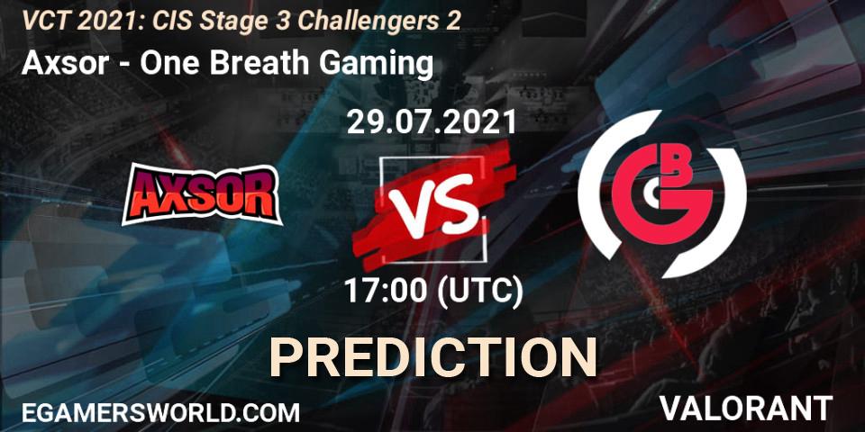 Axsor - One Breath Gaming: прогноз. 29.07.2021 at 18:00, VALORANT, VCT 2021: CIS Stage 3 Challengers 2