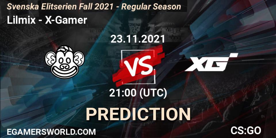 Lilmix - X-Gamer: прогноз. 23.11.2021 at 21:00, Counter-Strike (CS2), Svenska Elitserien Fall 2021 - Regular Season