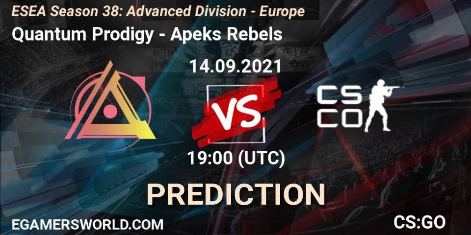 Quantum Prodigy - Apeks Rebels: прогноз. 14.09.2021 at 19:00, Counter-Strike (CS2), ESEA Season 38: Advanced Division - Europe
