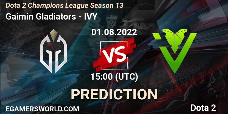 Gaimin Gladiators - IVY: прогноз. 01.08.2022 at 15:00, Dota 2, Dota 2 Champions League Season 13
