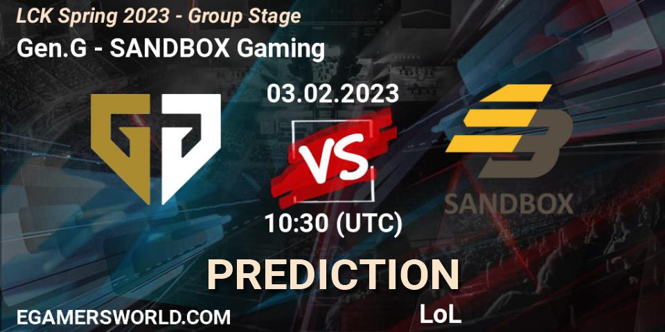 Gen.G - SANDBOX Gaming: прогноз. 03.02.23, LoL, LCK Spring 2023 - Group Stage