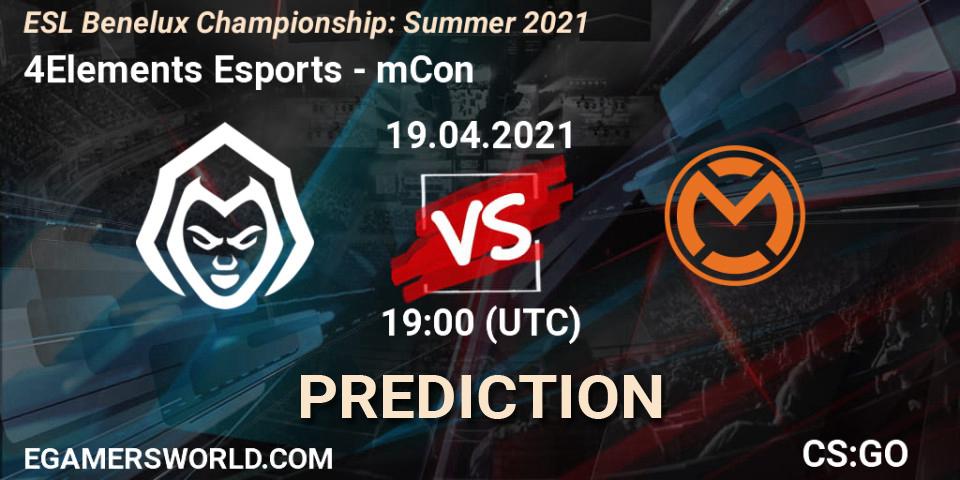 4Elements Esports - mCon: прогноз. 19.04.2021 at 19:00, Counter-Strike (CS2), ESL Benelux Championship: Summer 2021
