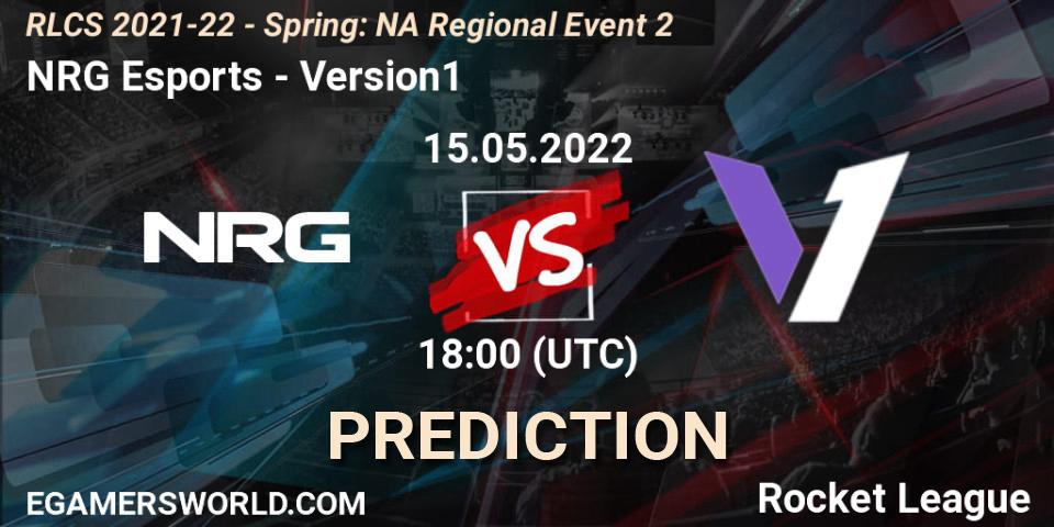 NRG Esports - Version1: прогноз. 15.05.2022 at 18:00, Rocket League, RLCS 2021-22 - Spring: NA Regional Event 2