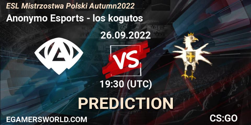 Anonymo Esports - los kogutos: прогноз. 26.09.2022 at 19:30, Counter-Strike (CS2), ESL Mistrzostwa Polski Autumn 2022
