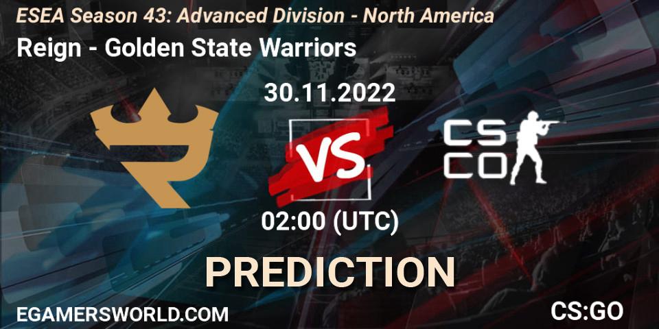 Reign - Golden State Warriors: прогноз. 30.11.22, CS2 (CS:GO), ESEA Season 43: Advanced Division - North America