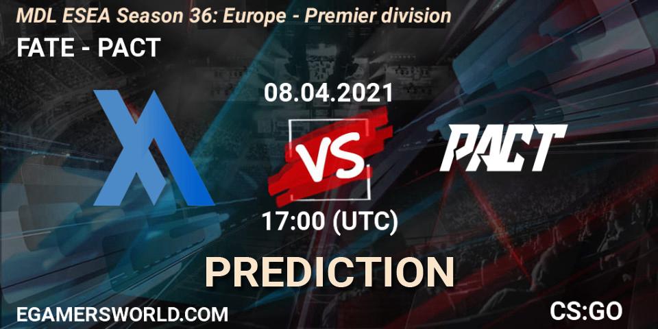 FATE - PACT: прогноз. 15.04.2021 at 19:00, Counter-Strike (CS2), MDL ESEA Season 36: Europe - Premier division