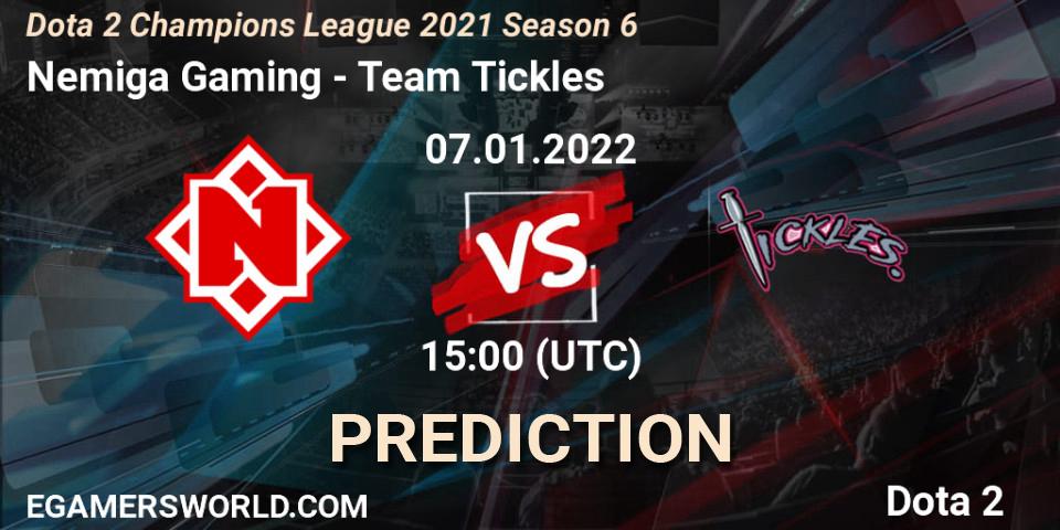 Nemiga Gaming - Team Tickles: прогноз. 06.01.2022 at 15:00, Dota 2, Dota 2 Champions League 2021 Season 6