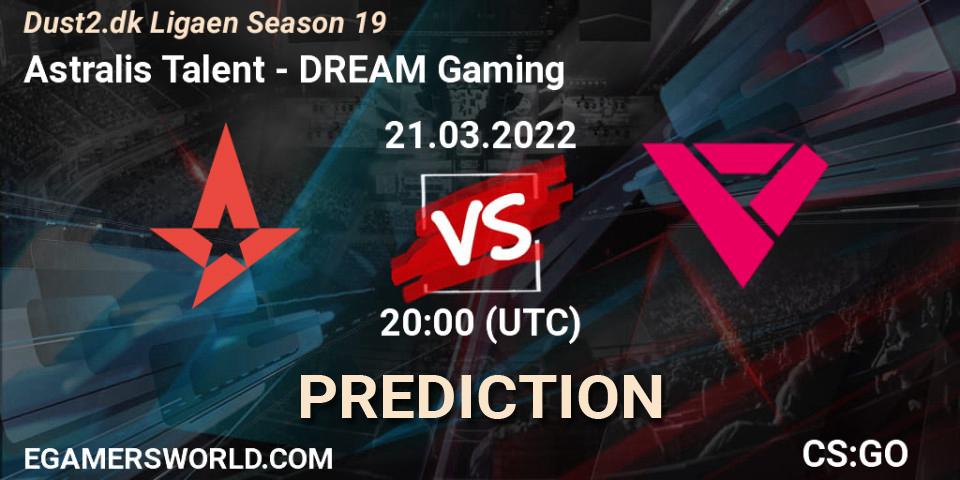 Astralis Talent - DREAM Gaming: прогноз. 21.03.2022 at 20:00, Counter-Strike (CS2), Dust2.dk Ligaen Season 19