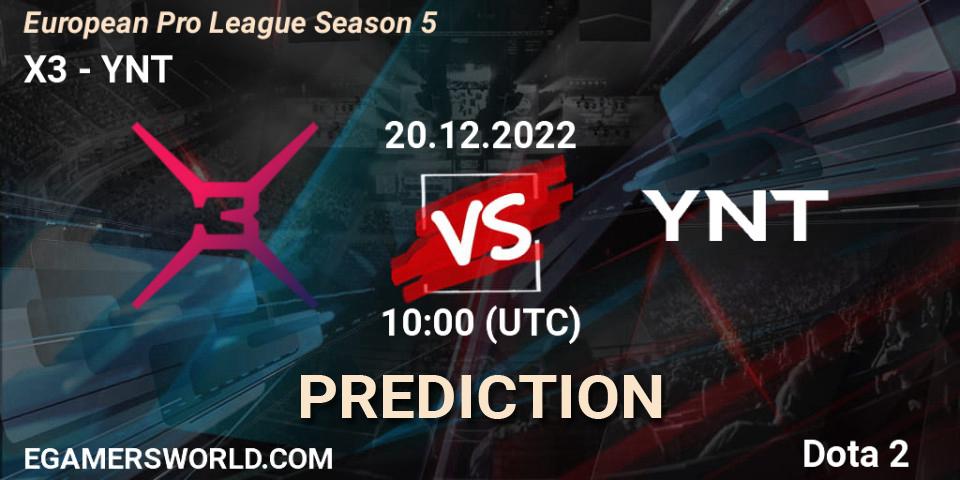 X3 - YNT: прогноз. 21.12.2022 at 10:09, Dota 2, European Pro League Season 5