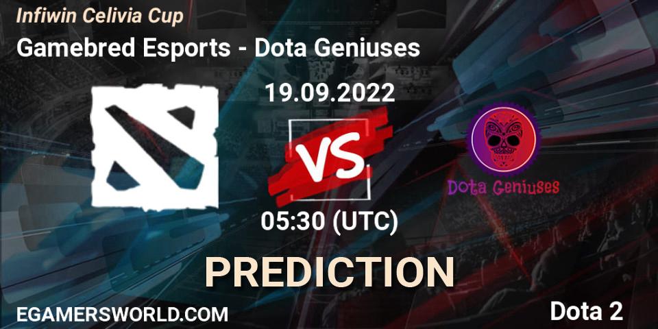 Gamebred Esports - Dota Geniuses: прогноз. 19.09.2022 at 05:29, Dota 2, Infiwin Celivia Cup 