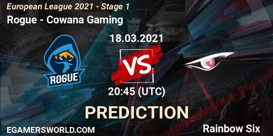 Rogue - Cowana Gaming: прогноз. 18.03.2021 at 20:45, Rainbow Six, European League 2021 - Stage 1
