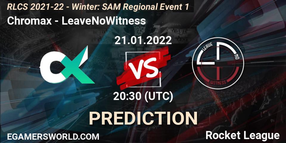 Chromax - LeaveNoWitness: прогноз. 21.01.2022 at 20:30, Rocket League, RLCS 2021-22 - Winter: SAM Regional Event 1