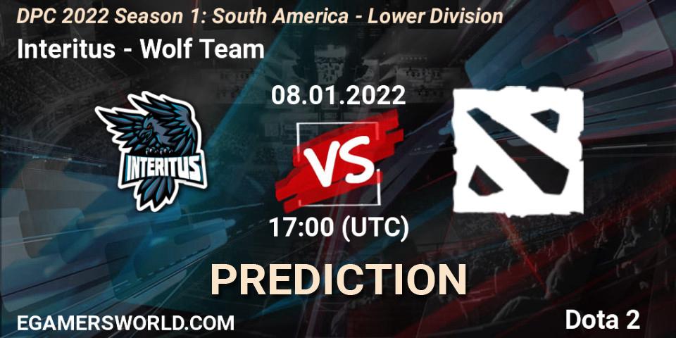 Interitus - Wolf Team: прогноз. 08.01.2022 at 17:03, Dota 2, DPC 2022 Season 1: South America - Lower Division