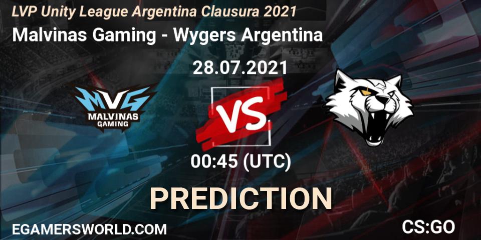 Malvinas Gaming - Wygers Argentina: прогноз. 28.07.2021 at 00:45, Counter-Strike (CS2), LVP Unity League Argentina Clausura 2021