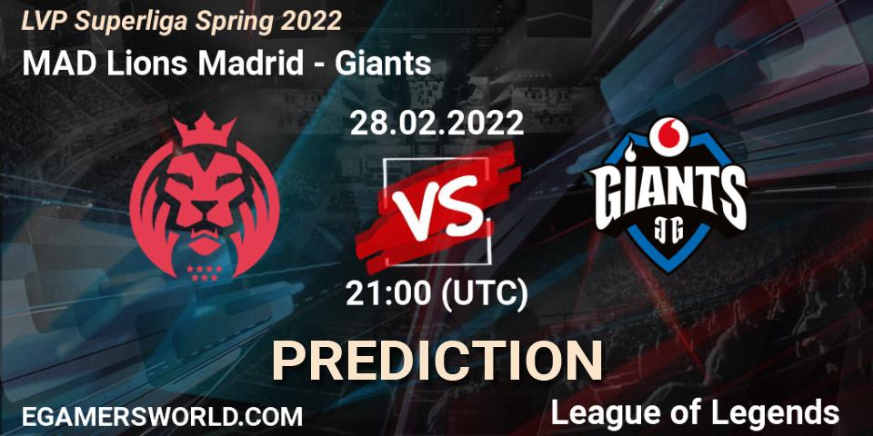 MAD Lions Madrid - Giants: прогноз. 28.02.2022 at 18:00, LoL, LVP Superliga Spring 2022