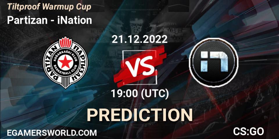 Partizan - iNation: прогноз. 21.12.2022 at 19:00, Counter-Strike (CS2), Tiltproof Warmup Cup
