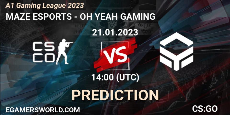 MAZE ESPORTS - OH YEAH GAMING: прогноз. 21.01.2023 at 14:00, Counter-Strike (CS2), A1 Gaming League 2023