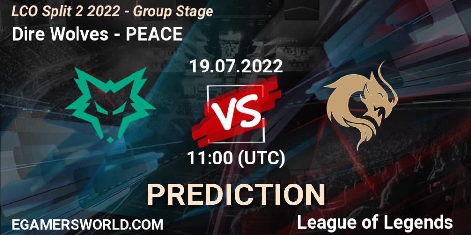 Dire Wolves - PEACE: прогноз. 19.07.2022 at 11:00, LoL, LCO Split 2 2022 - Group Stage