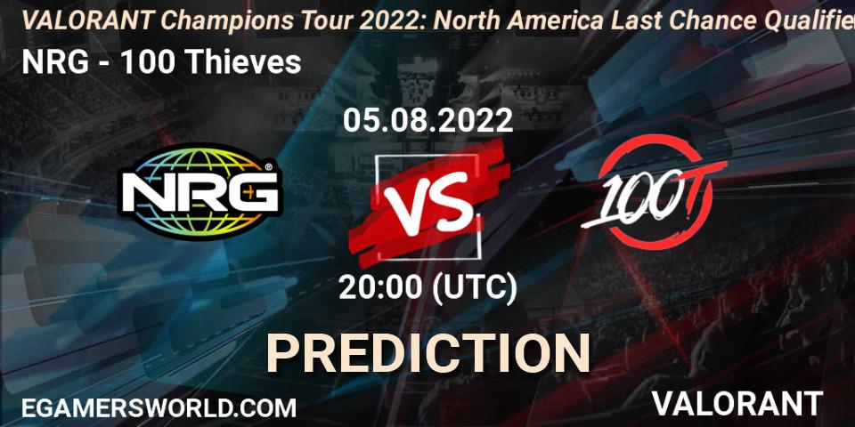 NRG - 100 Thieves: прогноз. 05.08.22, VALORANT, VCT 2022: North America Last Chance Qualifier
