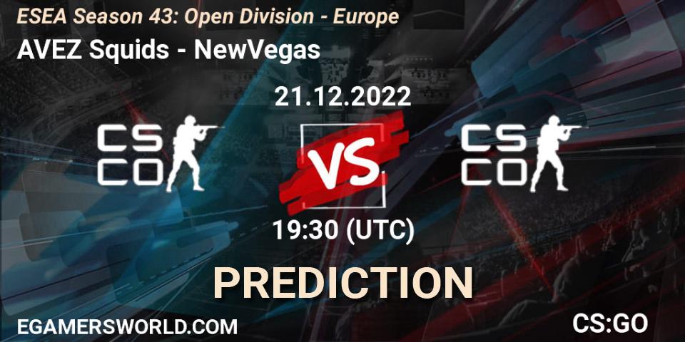 AVEZ Squids - NewVegas: прогноз. 21.12.2022 at 18:00, Counter-Strike (CS2), ESEA Season 43: Open Division - Europe