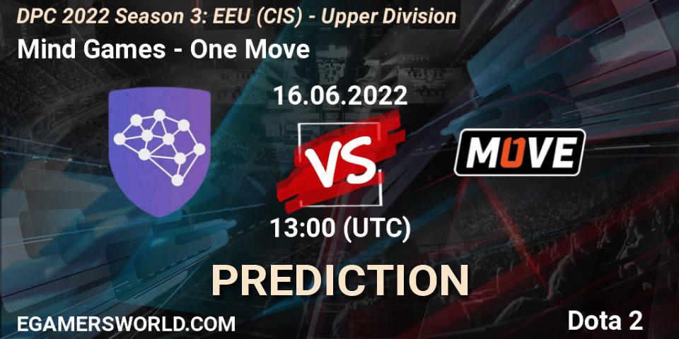 Mind Games - One Move: прогноз. 16.06.2022 at 13:00, Dota 2, DPC EEU (CIS) 2021/2022 Tour 3: Division I