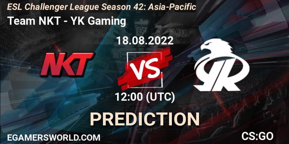 Team NKT - YK Gaming: прогноз. 18.08.2022 at 12:00, Counter-Strike (CS2), ESL Challenger League Season 42: Asia-Pacific
