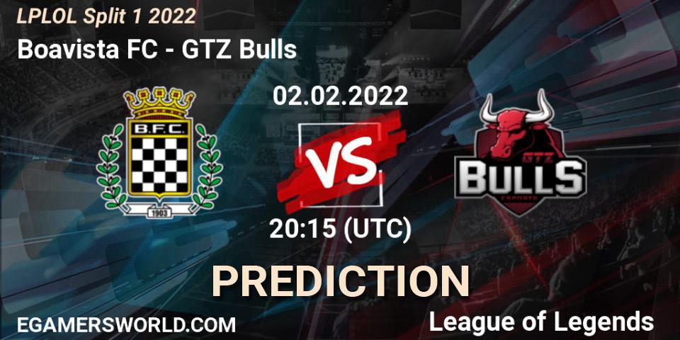 Boavista FC - GTZ Bulls: прогноз. 02.02.2022 at 20:15, LoL, LPLOL Split 1 2022