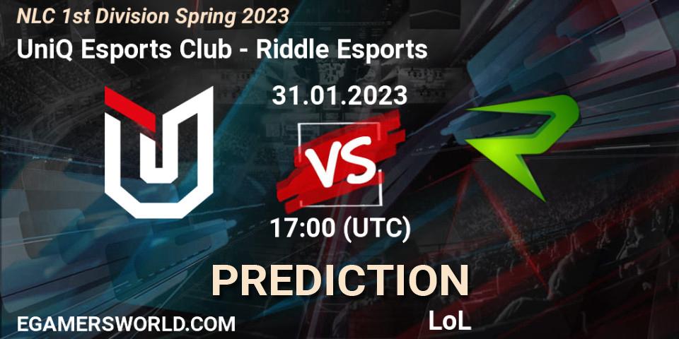 UniQ Esports Club - Riddle Esports: прогноз. 31.01.23, LoL, NLC 1st Division Spring 2023
