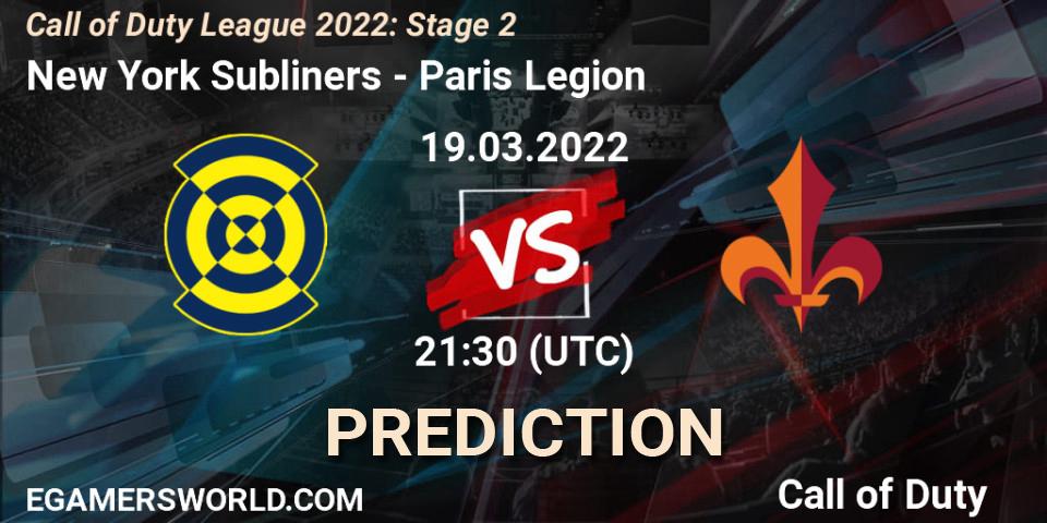 New York Subliners - Paris Legion: прогноз. 19.03.2022 at 20:30, Call of Duty, Call of Duty League 2022: Stage 2