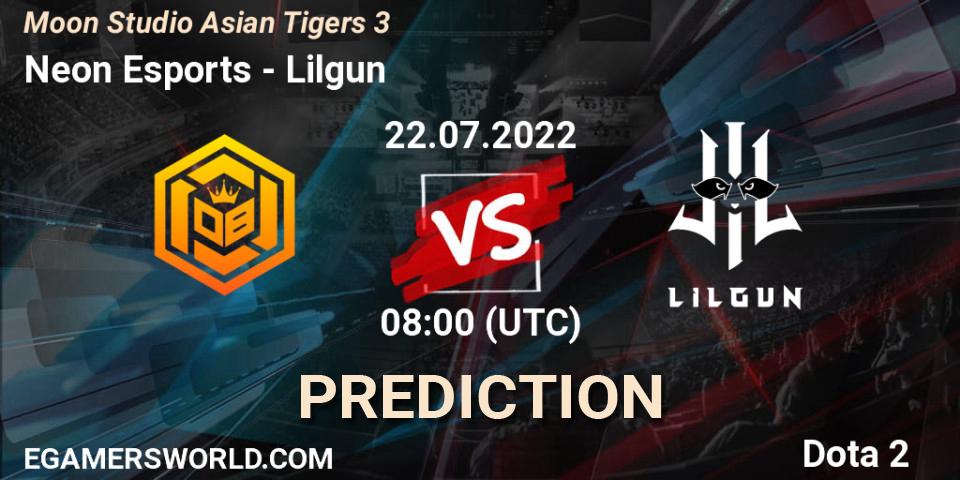 Neon Esports - Lilgun: прогноз. 22.07.2022 at 08:30, Dota 2, Moon Studio Asian Tigers 3