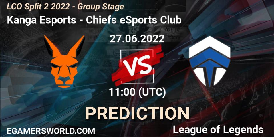 Kanga Esports - Chiefs eSports Club: прогноз. 27.06.2022 at 11:00, LoL, LCO Split 2 2022 - Group Stage
