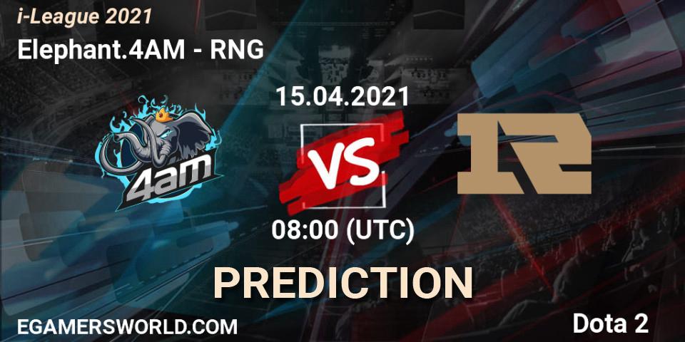 Elephant.4AM - RNG: прогноз. 14.04.2021 at 08:05, Dota 2, i-League 2021 Season 1