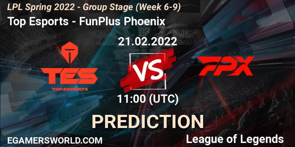 Top Esports - FunPlus Phoenix: прогноз. 21.02.2022 at 12:00, LoL, LPL Spring 2022 - Group Stage (Week 6-9)