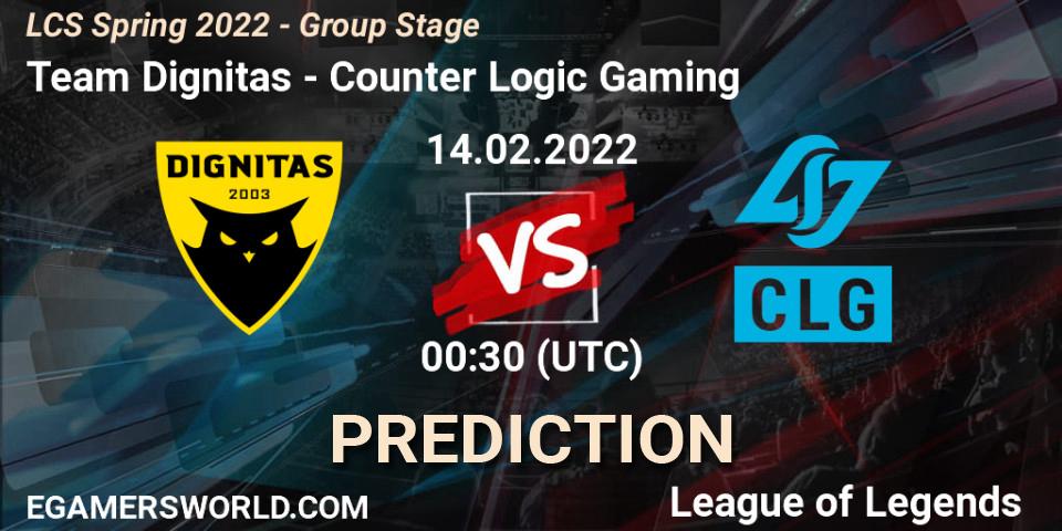 Team Dignitas - Counter Logic Gaming: прогноз. 14.02.2022 at 01:00, LoL, LCS Spring 2022 - Group Stage