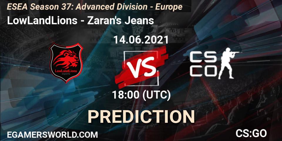 LowLandLions - Zaran's Jeans: прогноз. 14.06.2021 at 18:00, Counter-Strike (CS2), ESEA Season 37: Advanced Division - Europe