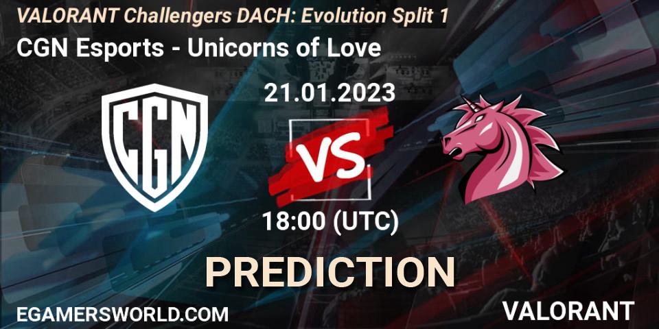 CGN Esports - Unicorns of Love: прогноз. 21.01.2023 at 18:45, VALORANT, VALORANT Challengers 2023 DACH: Evolution Split 1