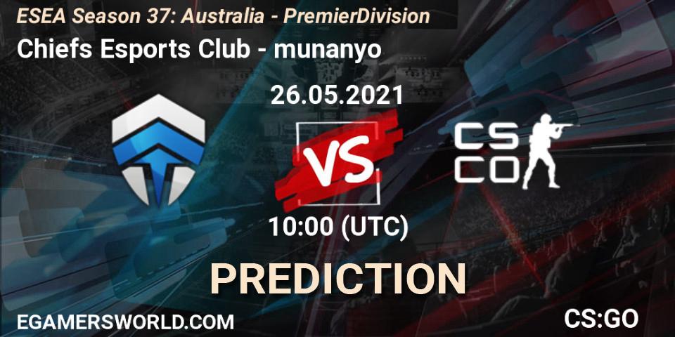 Chiefs Esports Club - munanyo: прогноз. 26.05.2021 at 10:00, Counter-Strike (CS2), ESEA Season 37: Australia - Premier Division