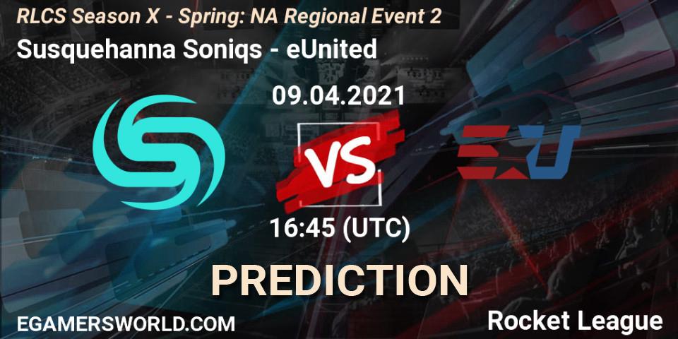 Susquehanna Soniqs - eUnited: прогноз. 09.04.2021 at 16:45, Rocket League, RLCS Season X - Spring: NA Regional Event 2