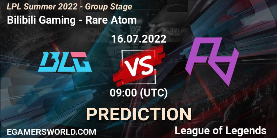 Bilibili Gaming - Rare Atom: прогноз. 16.07.2022 at 09:00, LoL, LPL Summer 2022 - Group Stage